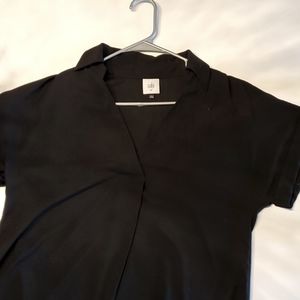 CAbi sheer black short sleeved blouse